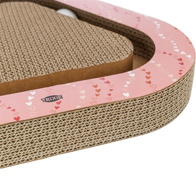 Trixie Krabplank Hartjes Met Ballen Driehoekig Karton Zalm krabpaal 36x36x5 cm