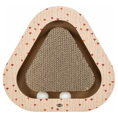 Trixie Krabplank Hartjes Met Ballen Driehoekig Karton Abrikoos krabpaal 36x36x5 cm