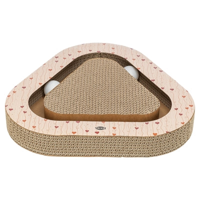 Trixie Krabplank Hartjes Met Ballen Driehoekig Karton Abrikoos krabpaal 36x36x5 cm