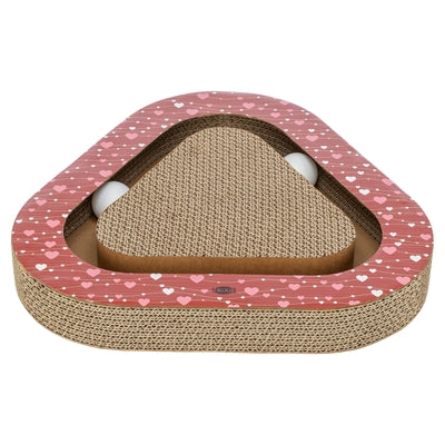 Trixie Krabplank Hartjes Met Ballen Driehoekig Karton Rood krabpaal 36x36x5 cm
