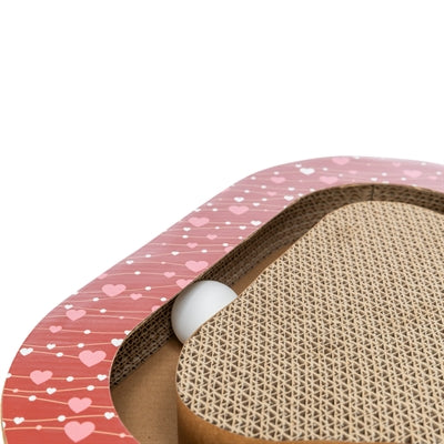 Trixie Krabplank Hartjes Met Ballen Driehoekig Karton Rood krabpaal 36x36x5 cm