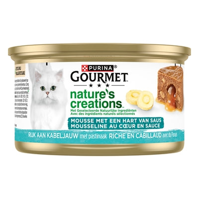 Gourmet Natures Creations Hart Van Saus Kabeljauw kattenvoer natvoer 24x85 gr