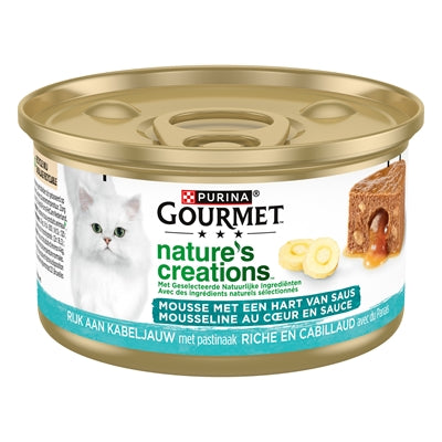 Gourmet Natures Creations Hart Van Saus Kabeljauw kattenvoer natvoer 24x85 gr