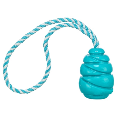 Trixie Jumper Kegel Aan Touw Super Strong TPR Petrol hondenspeelgoed