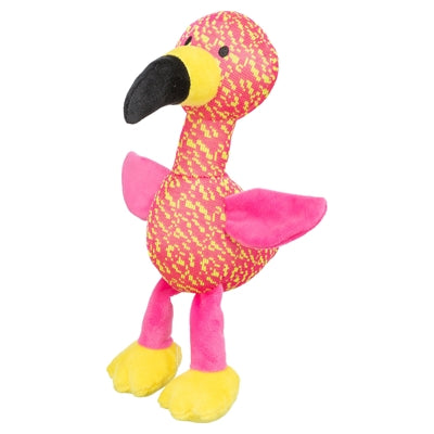Trixie Flamingo Stof Roze / Geel hondenspeelgoed 32x12x11 cm