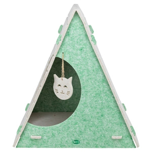 Trixie Kattenmand Speelbox Lucy Driehoekig Vilt Zand / Groen kattenspeelgoed 46x38x50 cm