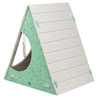 Trixie Kattenmand Speelbox Lucy Driehoekig Vilt Zand / Groen kattenspeelgoed 46x38x50 cm
