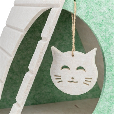 Trixie Kattenmand Speelbox Lucy Driehoekig Vilt Zand / Groen kattenspeelgoed 46x38x50 cm