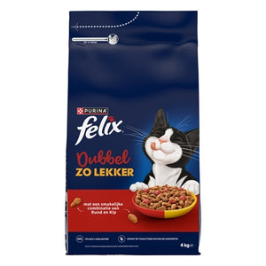 Felix Droog Dubbel zo Lekker Rund / Kip / Rode Biet kattenvoer droogvoer 4 kg