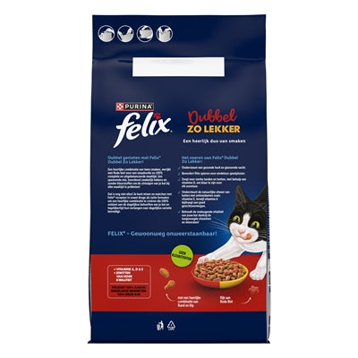 Felix Droog Dubbel zo Lekker Rund / Kip / Rode Biet kattenvoer droogvoer 4 kg