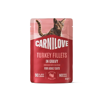 CARNILOVE POUCH TURKEY / VALERIAN IN GRAVY 24X85 GR