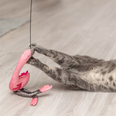 Trixie Kattenhengel Telescopisch Grote Katten Met Flamingo Roze kattenspeelgoed 106 cm
