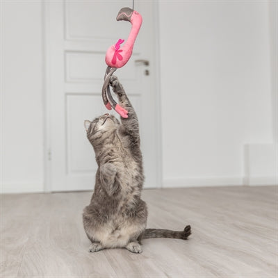 Trixie Kattenhengel Telescopisch Grote Katten Met Flamingo Roze kattenspeelgoed 106 cm
