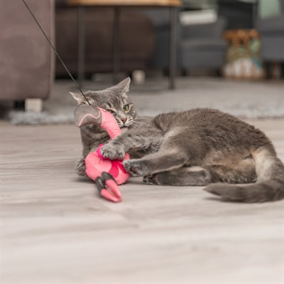 Trixie Kattenhengel Telescopisch Grote Katten Met Flamingo Roze kattenspeelgoed 106 cm