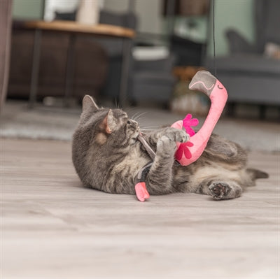 Trixie Kattenhengel Telescopisch Grote Katten Met Flamingo Roze kattenspeelgoed 106 cm