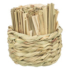 Trixie Mand Gras Met Hooi / Maisbladeren / Houten Stokjes knaagdierspeelgoed 9x9X9 cm