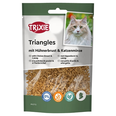 Trixie Triangles Met Kippenborst en Catnip snacks kauw 50 gr