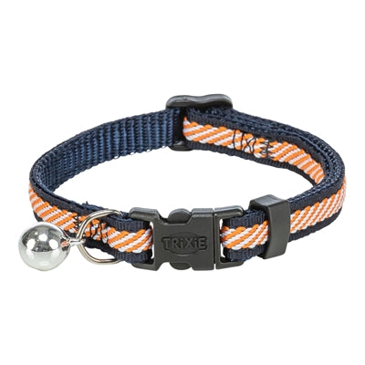 Trixie Kattenhalsband Gestreept Blauw / Oranje halsbanden lijnen nylon 20-30x1 cm