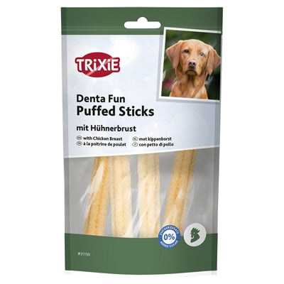 Trixie Denta Fun Puffed Sticks Met Kippenborst hondensnacks kauwsnack 40 gr