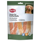 Trixie Denta Fun Puffed Rolls Met Kippenborst hondensnacks kauwsnack 100 gr