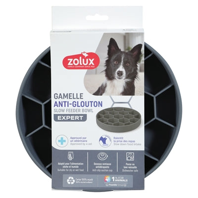 Zolux Voebrak Hond Slow Feed Met Zuignappen Silicone Grijs voerbak