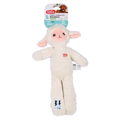 Zolux Furry Farm Schaap Lenny Pluche Met Touw Wit hondenspeelgoed