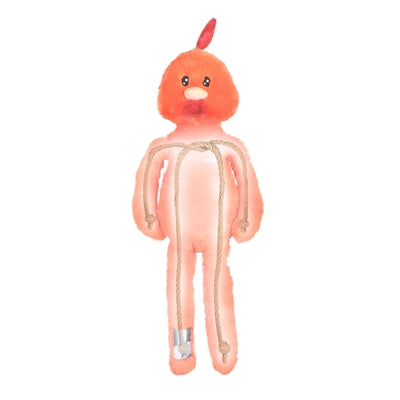 Zolux Furry Farm Haan Brock Pluche Met Touw Oranje hondenspeelgoed