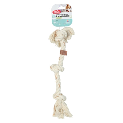 Zolux Flostouw Leather Touch 3 Knopen hondenspeelgoed 43,5x6X6 cm