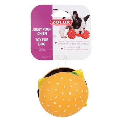 Zolux Hamburger Vinyl hondenspeelgoed 8x8X6,5 cm