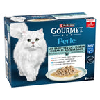 Gourmet Perle Ocean Flakes in Saus Kabeljauw / Zalm / Schol / Koolvis kattenvoer natvoer 12x85 gr