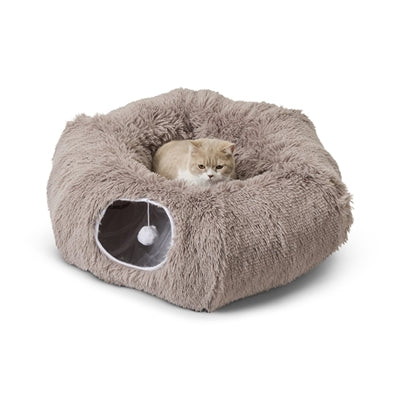 Savic Snuggle Tunnel / Kattenmand Warm Grijs kattenspeelgoed 85x85x26,5 cm