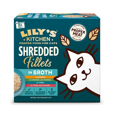 Lily's Kitchen Shredded Fillets Multipack kattenvoer natvoer 8x70 gr