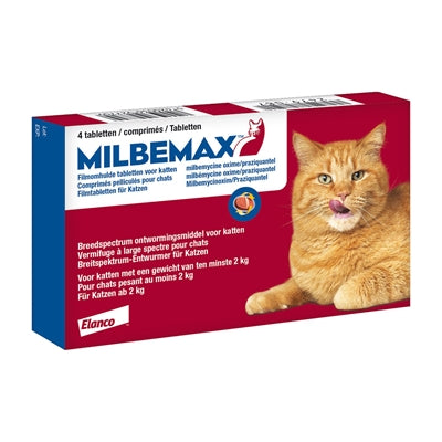 MILBEMAX TABLET ONTWORMING KAT 2-8KG 4TBL 2-8 KG 4 TBL