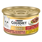 Gourmet Gold Fijne Hapjes Zalm / Kip kattenvoer natvoer 24x85 gr