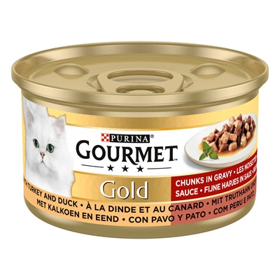GOURMET GOLD FIJNE HAPJES KALKOEN / EEND 24X85 GR