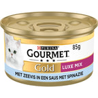 Gourmet Gold Luxe Mix Zeevis in Saus Met Spinazie kattenvoer natvoer 24x85 gr