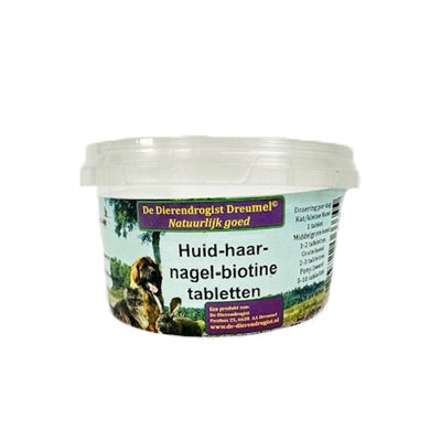 Dierendrogist Huid-haar-nagel-biotine Tabletten voedingssupplement hond 100 Stuks